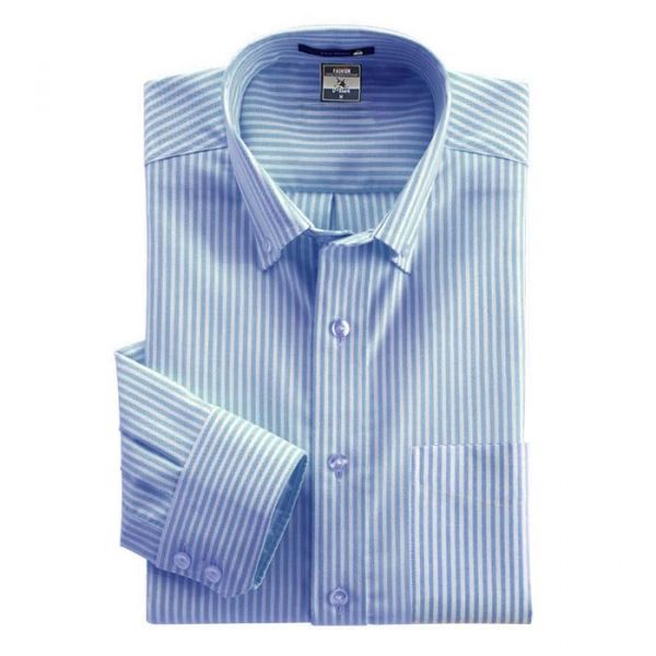 Chemise pour hommes à fines rayures bleues et blanches