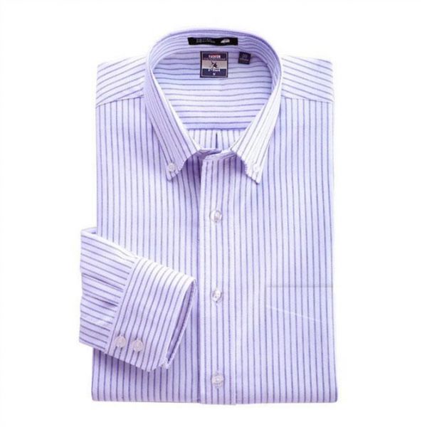 Chemise blanche à rayures fines bleues – manches longues