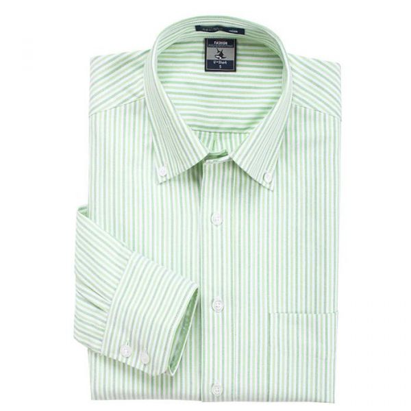 Chemise blanche à rayures bleues et vertes – manches longues