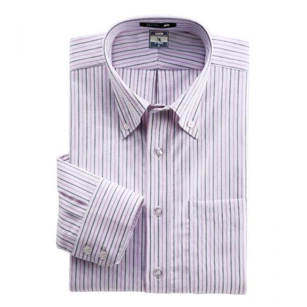 Chemise blanche à rayures noires et violettes – manches longues