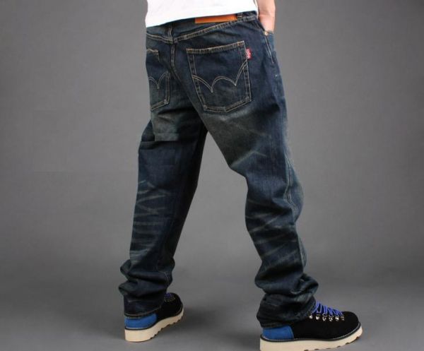 Jeans baggy classique avec effet délavé sur poches et molets