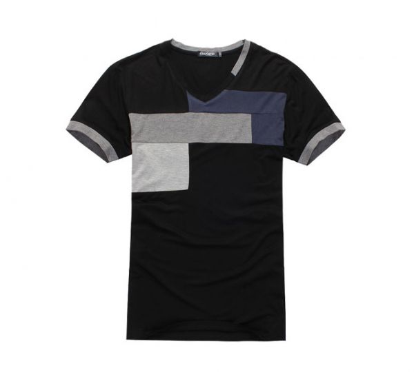 Tee shirt col V pour homme avec design imprimé géometrique