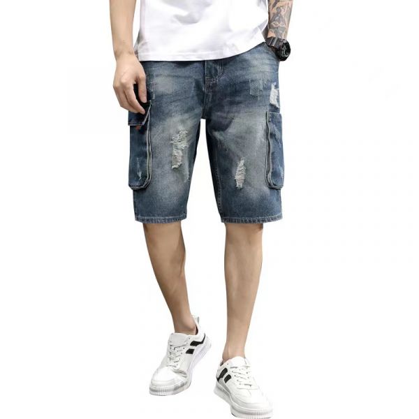 Bermuda Homme en Jeans avec Double Poche Côté 