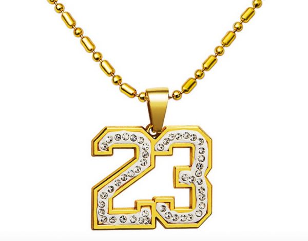 Collier Or Numéro 23 Jordan Diamants Plaquage Dorée