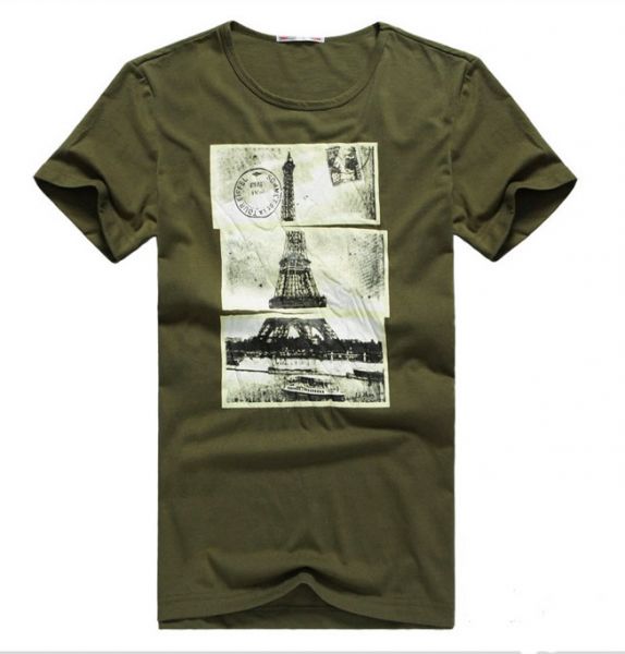 T Shirt avec motif timbre imprime Tour Eiffel - manches courtes