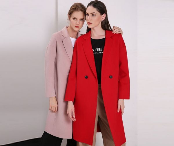 Manteau blazer en laine pour femme avec fermeture double boutonnage