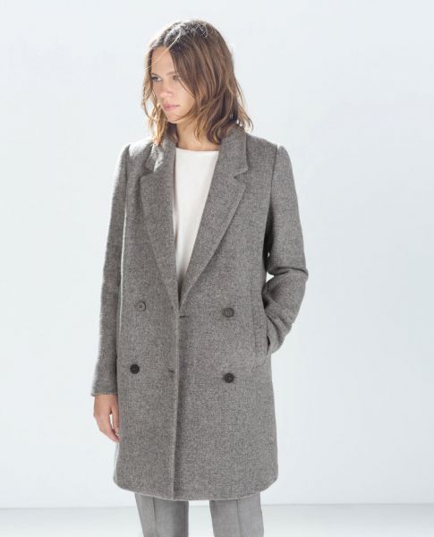 manteau laine gris foncé femme