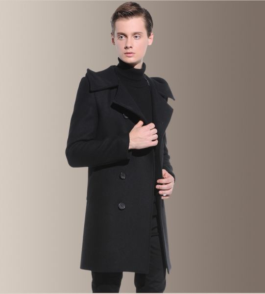 Manteau mi-long homme avec fermeture décalée et capuche
