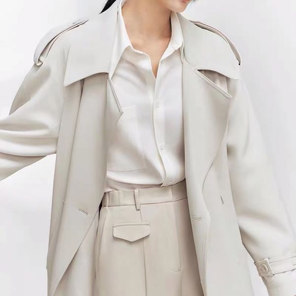 Manteau Trench Imperméable pour femme avec attaches manches en noeud