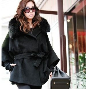 manteau large noir femme