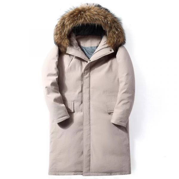 Manteau Hiver Matelassé pour Homme avec capuche à fourrure et poches larges  côté