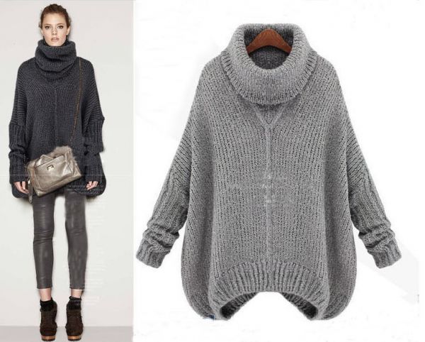 Pullover Knitwear Oversize pour Femme avec Col Roulé Large