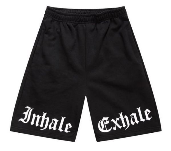 Short Streetwear Noir et Blanc Inhale Exhale Gothic Hip Hop