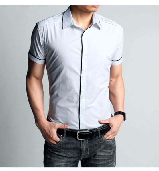 Chemise homme blanche à manches courtes avec bordure M