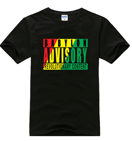 T-shirt Babylon Advisory Revolutionay Content Vert Jaune Reggae Rasta
