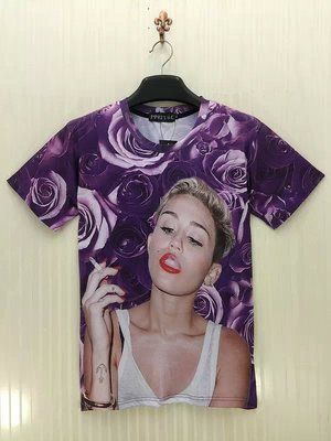 T shirt Miley Smoking Fond Roses Violettes Sublimé Homme Femme