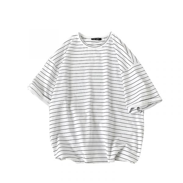T-shirt oversize à rayures horizontales bleu marine et blanc pour homme ou femme