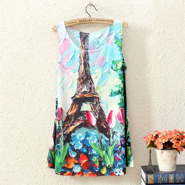 T shirt Tour Eiffel Fashion pour Femme Motif Impressioniste