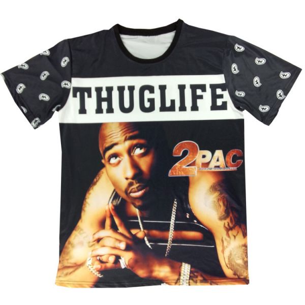 T-shirt Tupac Shakur Thug Life hip hop Manches Bandana
