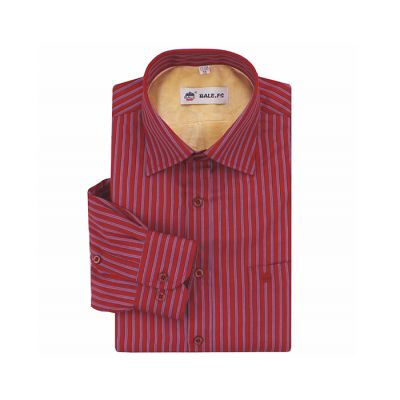 Chemise pour homme rouge avec rayures roses – manches longues