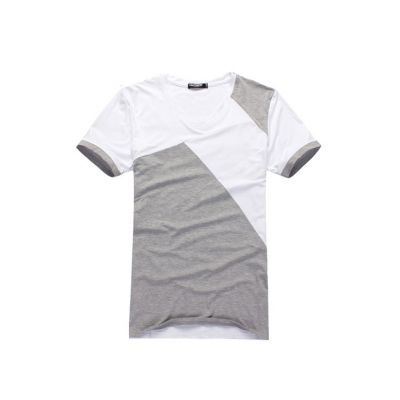 T Shirt col V pour homme avec design Rectangle - gris blanc noir