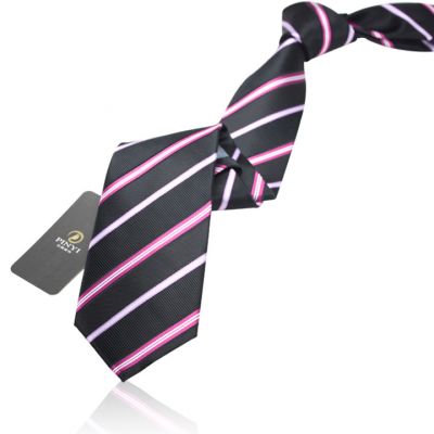 Cravate noire avec fines rayures violettes
