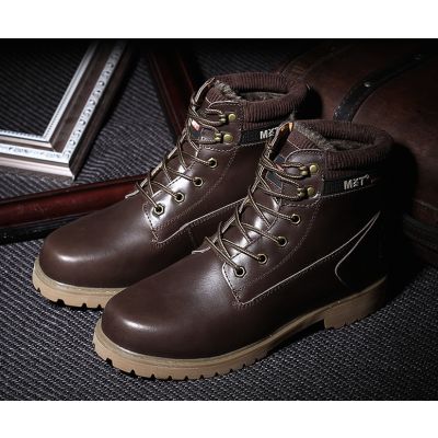 Boots Hiver Cuir Homme Vintage avec Intérieur Fourrure