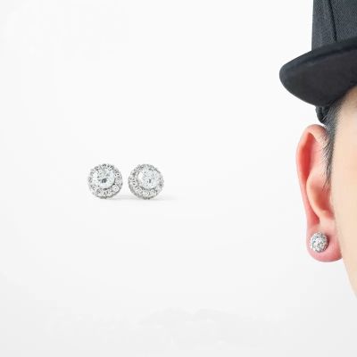 Boucles d'oreilles clou unisexes imitant les diamants - Style streetwear