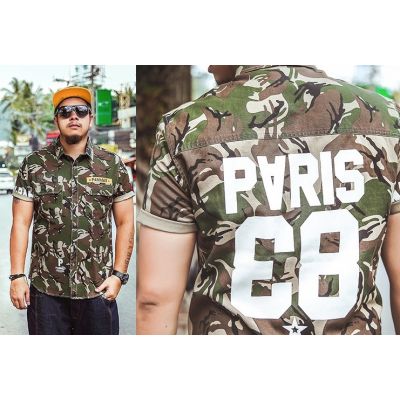 Chemise camouflage manches courtes pour homme flocage grande taille