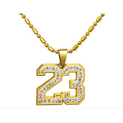 Collier Or Numéro 23 Jordan Diamants Plaquage Dorée