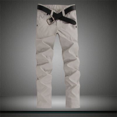 Pantalon pour homme en coton souple gris clair coupe droite