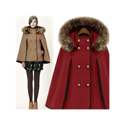 Manteau hiver court pour femme avec fourrure et capuche amovible
