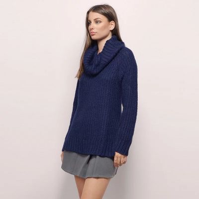 Pullover tricot avec col roulé oversize pour femme