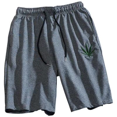 Short en tissu pour homme avec feuille cannabis décorative