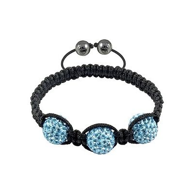 Bracelet Shamballa avec 3 Perles Larges Rondes en Pierre Corde Noire