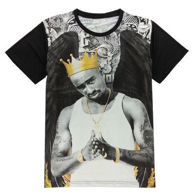 T-shirt Imprimé 2pac Rap pour homme Gold Crown