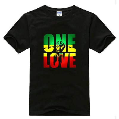T-shirt One Love Bob Marley Reggae Rastafari Vert Jaune Rouge