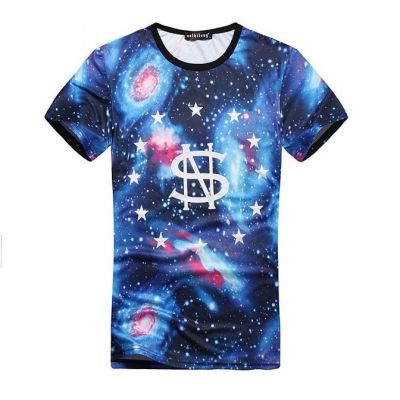 T Shirt Streetwear Cosmique Motif Galaxy 01 SN Rond Etoiles