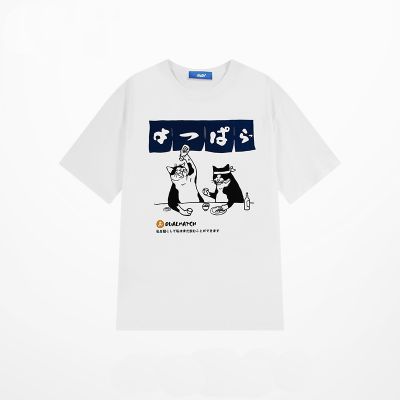 T-shirt avec motif chats et caractères japonais pour homme