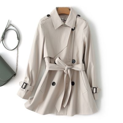 Trench-coat Classique pour Femme à Double Boutonnage et Ceinture à la Taille