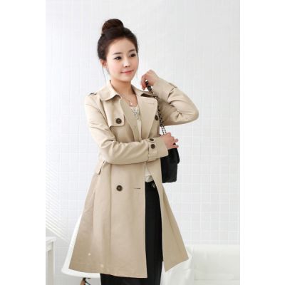 Manteau imperméable long pour femme avec nœud décoratif