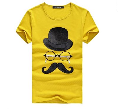 T Shirt a manches courtes Moustache Chapeau Melon