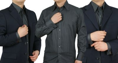 Chemise noire pour homme avec rayures grises fines – manches longues