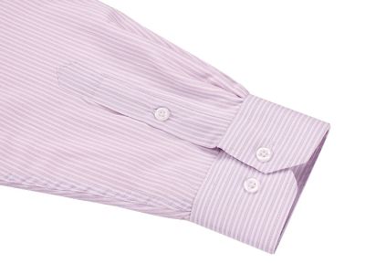 Chemise pour homme rose à rayures blanches fines – manches longues