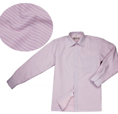 Chemise pour homme rose à rayures blanches fines – manches longues