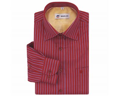 Chemise pour homme rouge avec rayures roses – manches longues