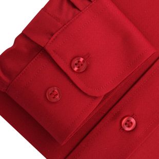 Chemise couleur unie rouge vif classique – manches longues