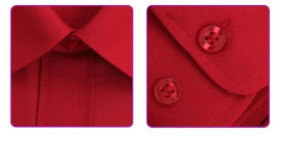 Chemise couleur unie rouge vif classique – manches longues