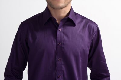 Chemise pour homme couleur unie violet – manches longues
