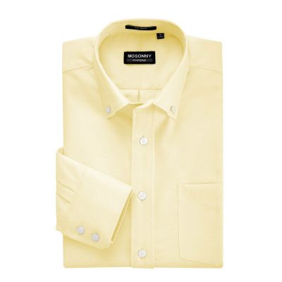 Chemise pour homme couleur unie jaune pale - manches longues